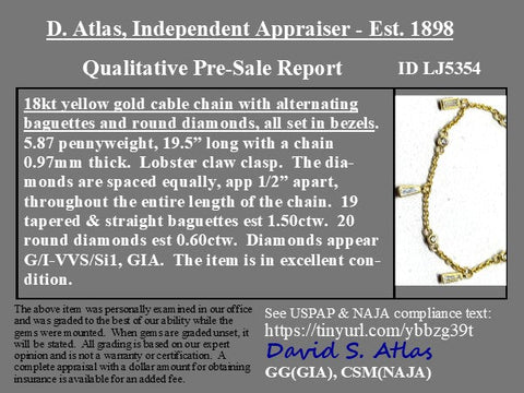 2.10ctw Baguette Cut Diamond Drop Station Necklace