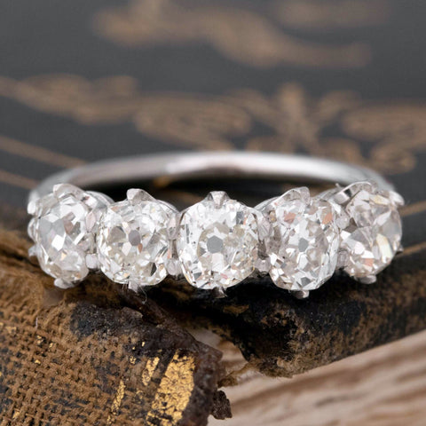 2.10ctw Old Mine Cut Diamond 5-Stone Band