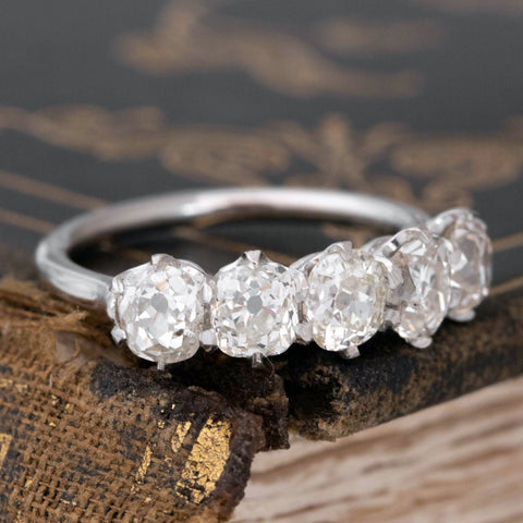 2.10ctw Old Mine Cut Diamond 5-Stone Band