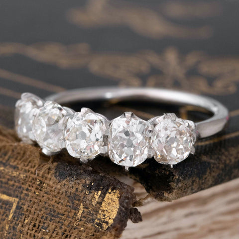 2.10ctw Old Mine Cut Diamond 5-Stone Band