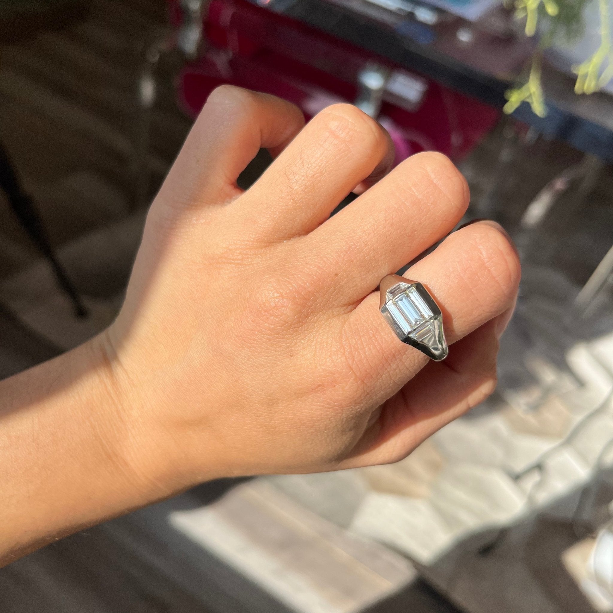 2.10ctw Vintage Mixed Step Cut Diamond Ring