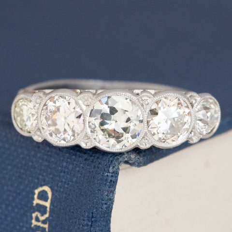 2.11ctw Antique Old European Cut Diamond Graduated Scroll Band