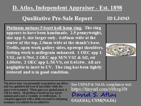 2.11ctw Antique Old European Cut Diamond Graduated Scroll Band