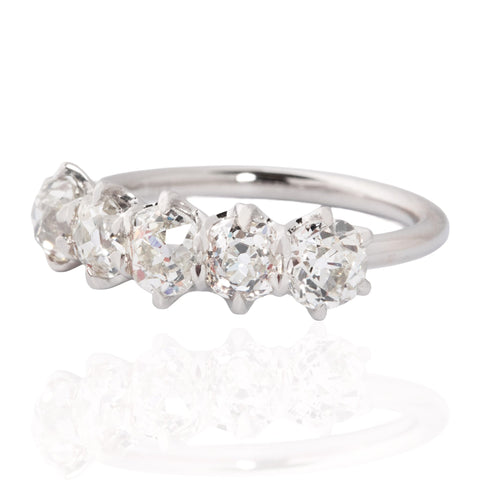 2.11ctw Old Mine Cut Diamond 5-Stone Band