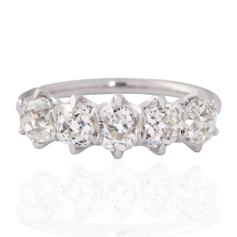 2.11ctw Old Mine Cut Diamond 5-Stone Band