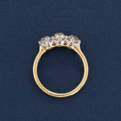 2.11ctw Old Mine Cut Diamond Trilogy Ring