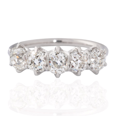 2.11ctw Old Mine Cut Diamond 5-Stone Band