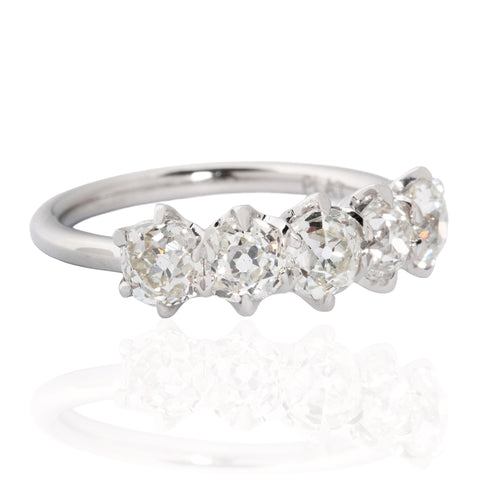 2.11ctw Old Mine Cut Diamond 5-Stone Band