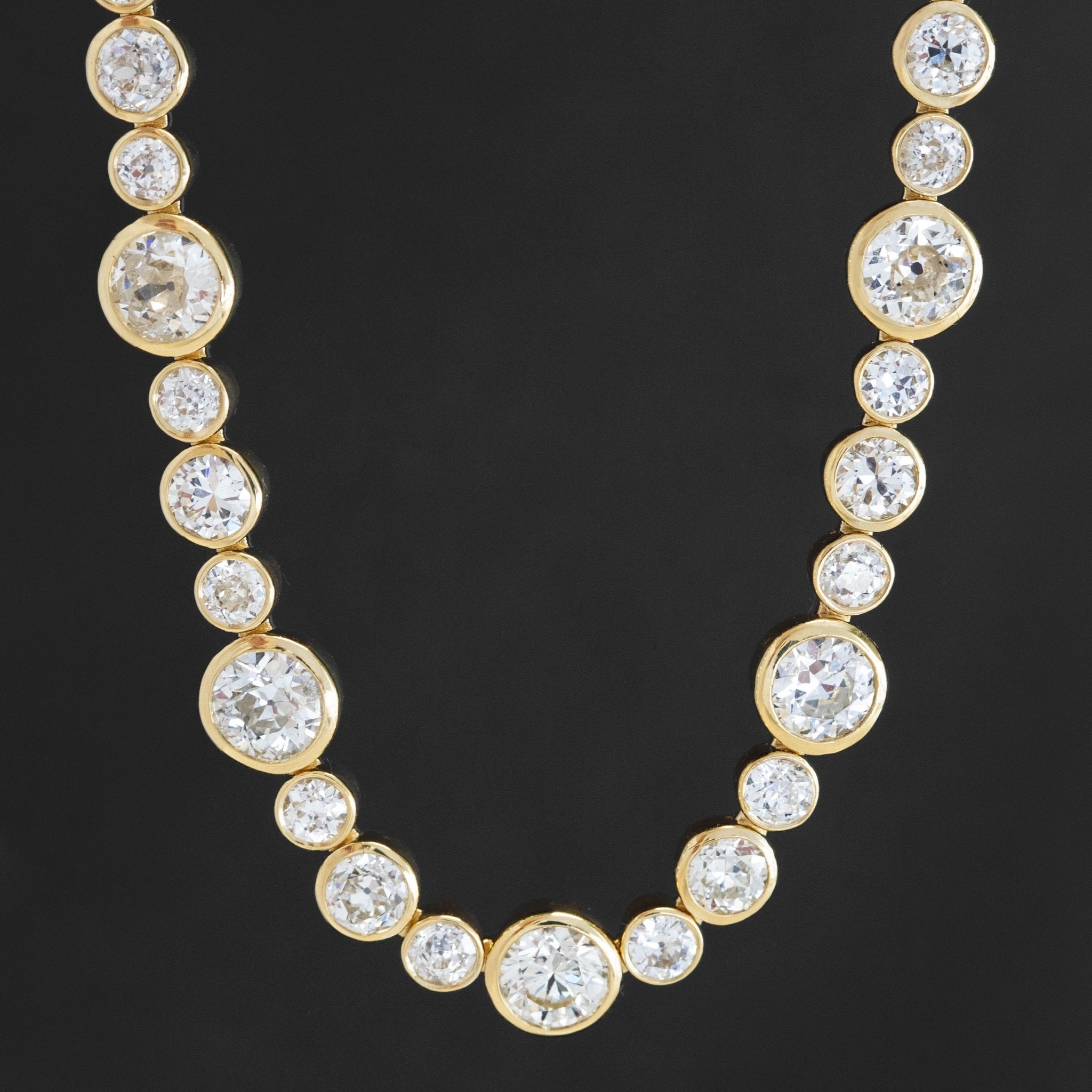 21.27ctw Old European Cut Diamond Bezel Tennis Necklace