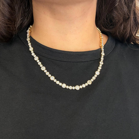 21.27ctw Old European Cut Diamond Bezel Tennis Necklace