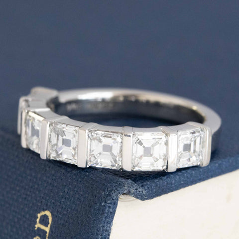 2.12ctw Asscher Cut Diamond Bar Set Band