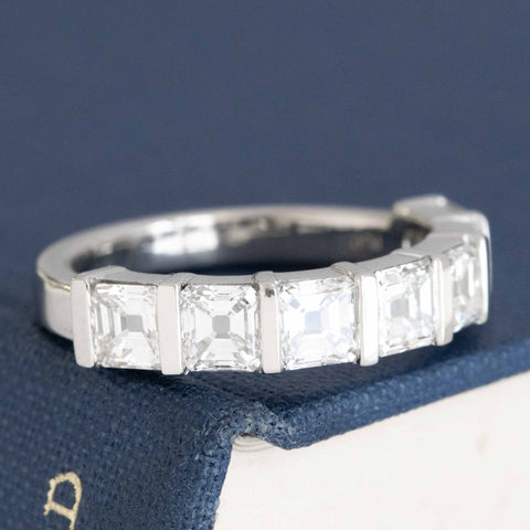 2.12ctw Asscher Cut Diamond Bar Set Band
