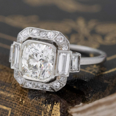 2.12ctw Cushion Cut Diamond Halo Ring