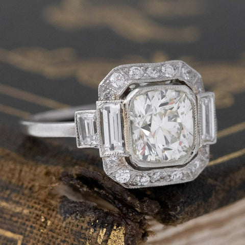 2.12ctw Cushion Cut Diamond Halo Ring