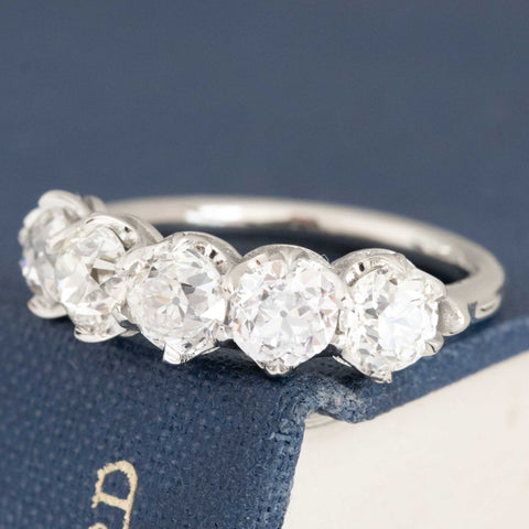 2.13ctw Old European Cut Diamond 5-Stone Band