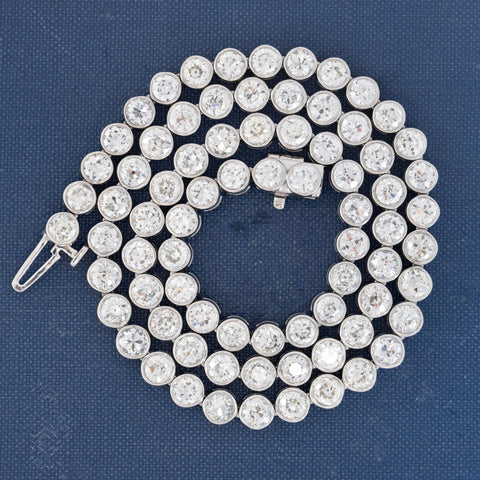 21.59ctw Old European Cut Diamond Bezel Tennis Necklace