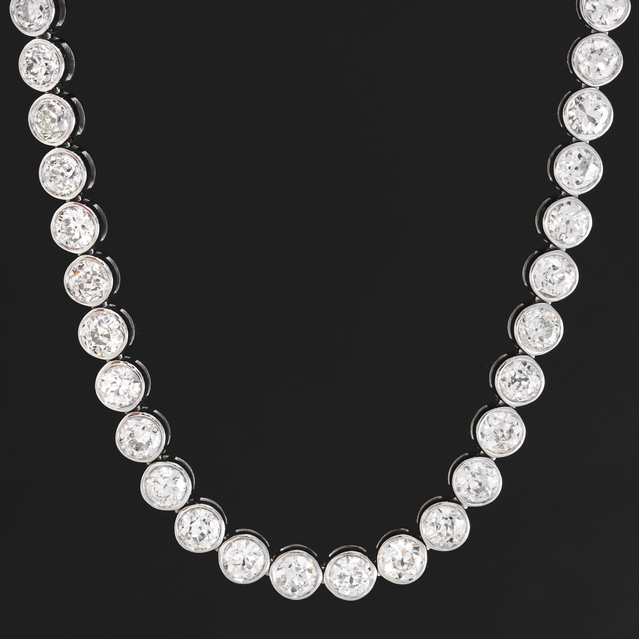 21.59ctw Old European Cut Diamond Bezel Tennis Necklace