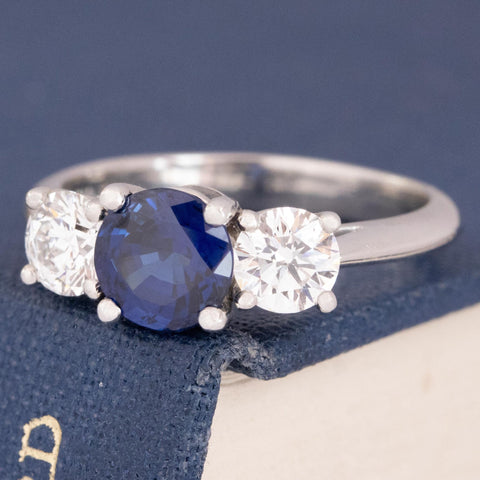 2.15ctw Diamond & Sapphire Trilogy Ring by Tiffany and Co