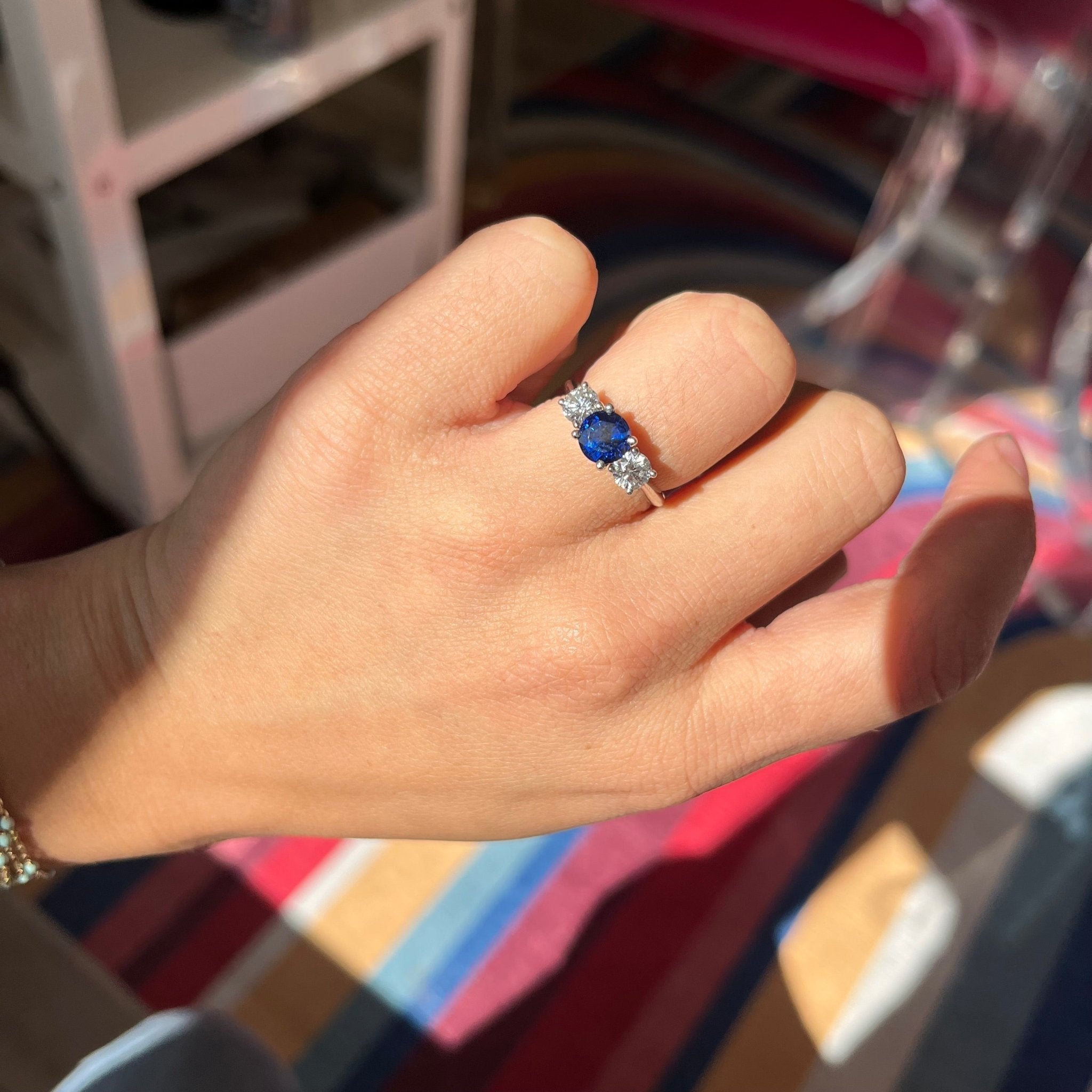 2.15ctw Diamond & Sapphire Trilogy Ring by Tiffany and Co