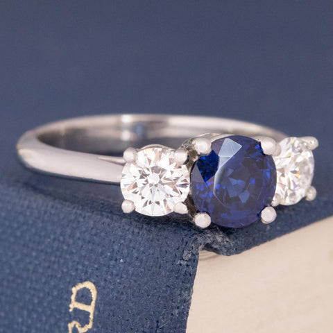 2.15ctw Diamond & Sapphire Trilogy Ring by Tiffany and Co