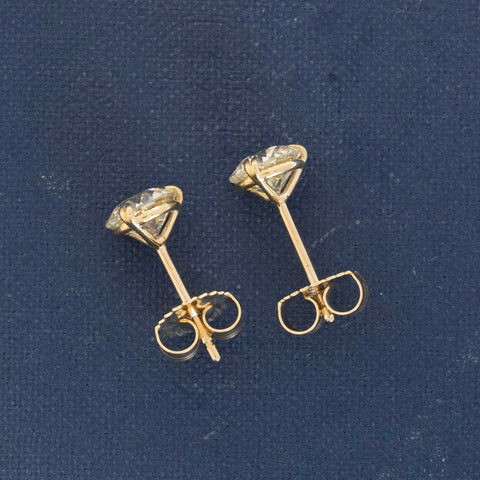 2.15ctw Old European Cut Diamond Stud Earrings, GIA