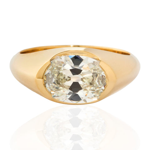 2.16ct Oval Cut Diamond Half-Bezel Solitaire, GIA