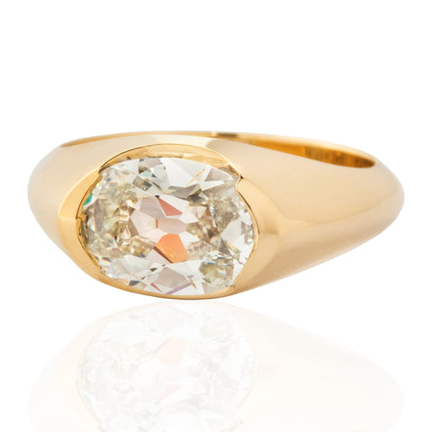 2.16ct Oval Cut Diamond Half-Bezel Solitaire, GIA