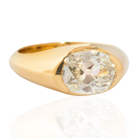 2.16ct Oval Cut Diamond Half-Bezel Solitaire, GIA