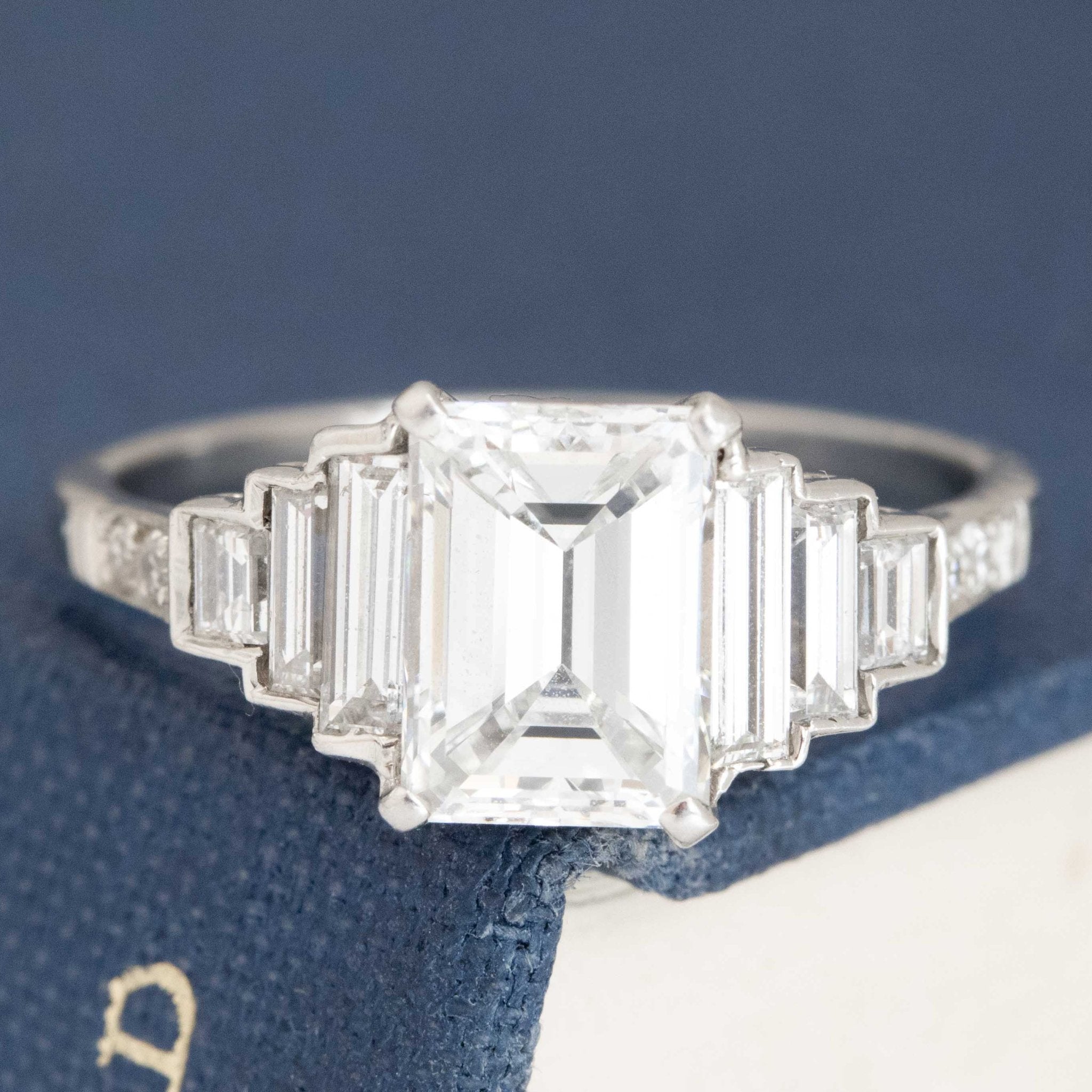 2.18ctw Art Deco-Inspired Emerald Cut Ring, GIA F VS1