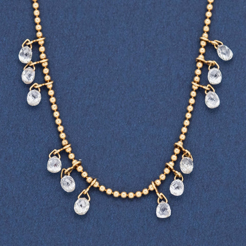 2.18ctw Briolette Cut Diamond Drop Necklace