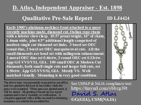 2.19ctw Edwardian Diamond Lavaliere Necklace