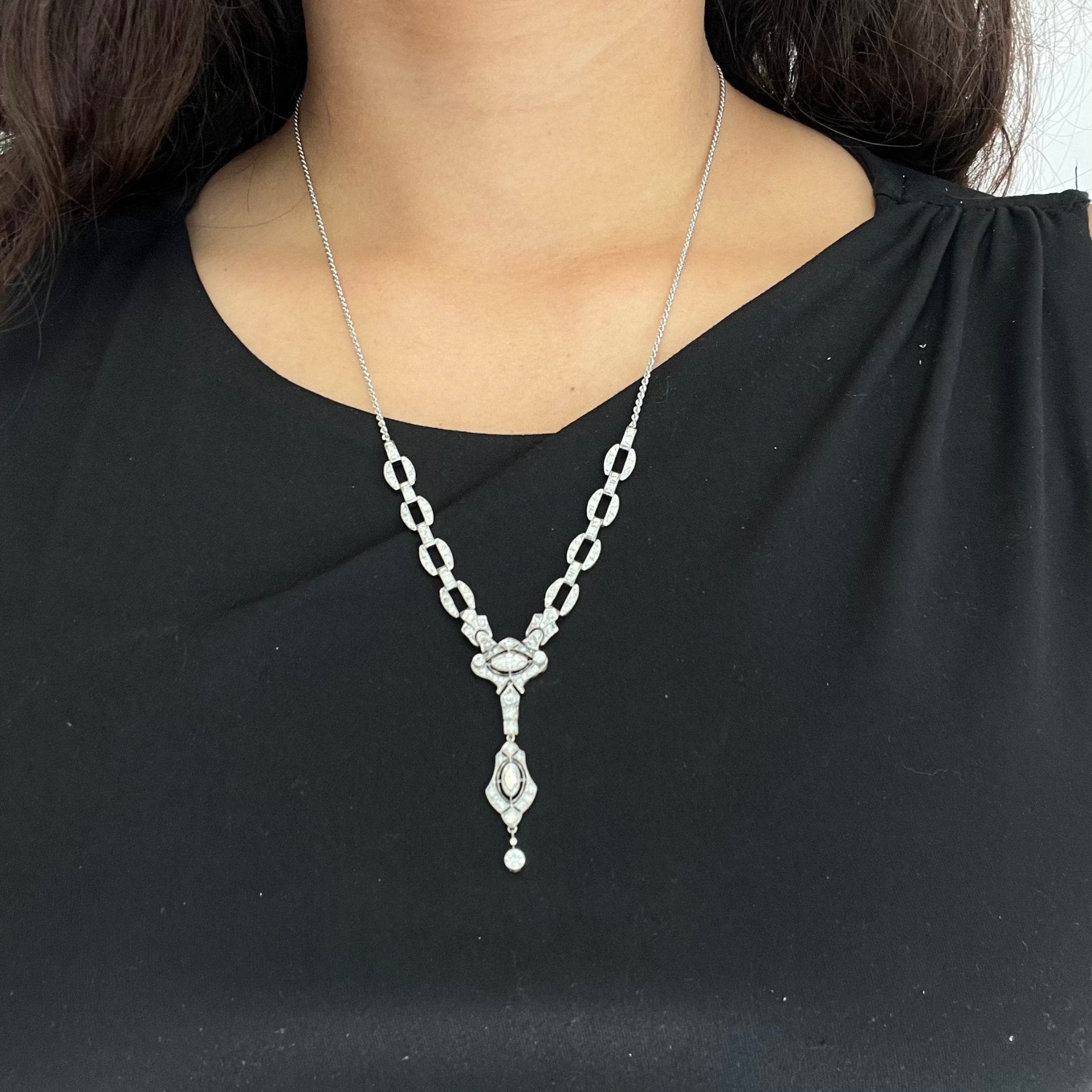 2.19ctw Edwardian Diamond Lavaliere Necklace