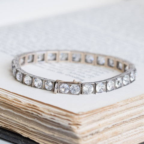 21ctw Vintage White Zircon Block Bracelet