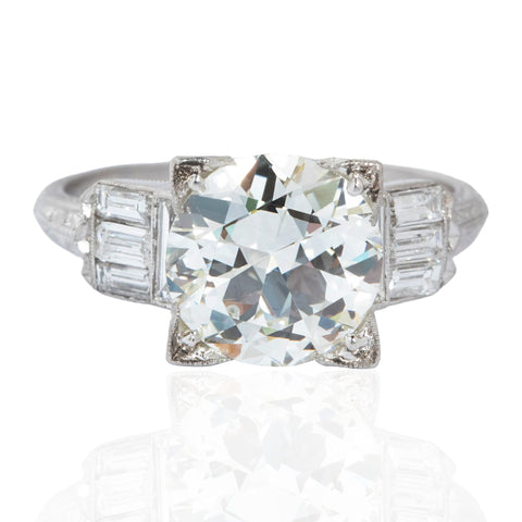 2.20ct Antique Old European Cut Diamond Ring, GIA K VS1