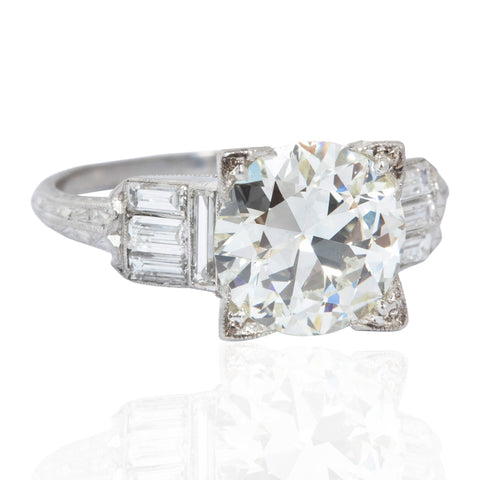 2.20ct Antique Old European Cut Diamond Ring, GIA K VS1