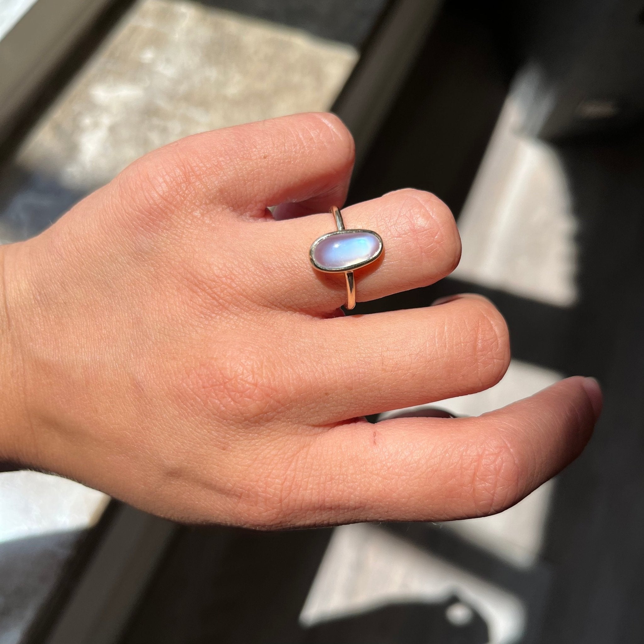 2.20ct Oval Cut Moonstone Bezel Ring