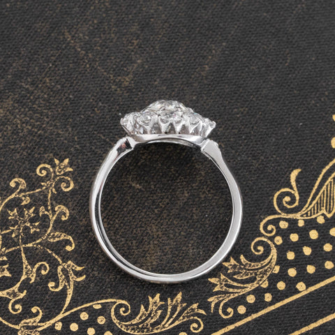 2.20ctw Antique Old European Cut Diamond Cluster Ring, GIA J VS2