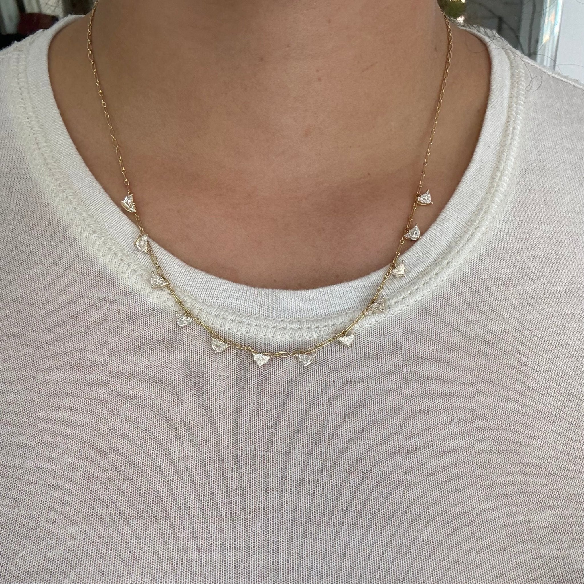 2.20ctw Epaulette Cut Diamond Station Necklace