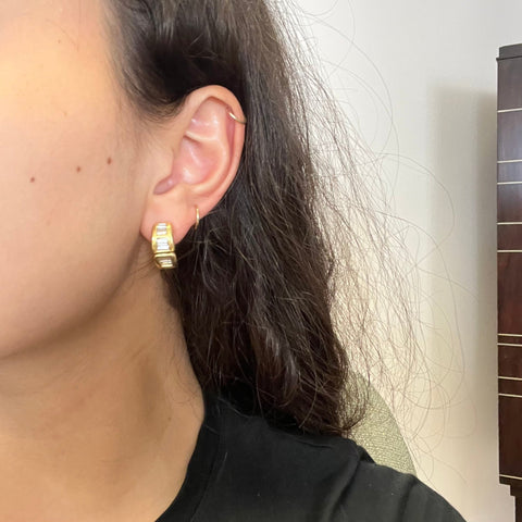 2.20ctw Vintage Baguette Cut Diamond Huggie Earrings