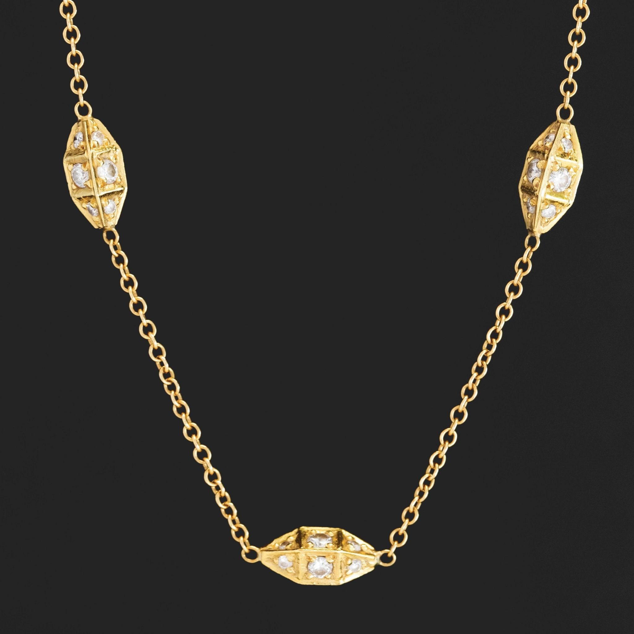 2.20ctw Vintage Diamond Station Necklace, Italian