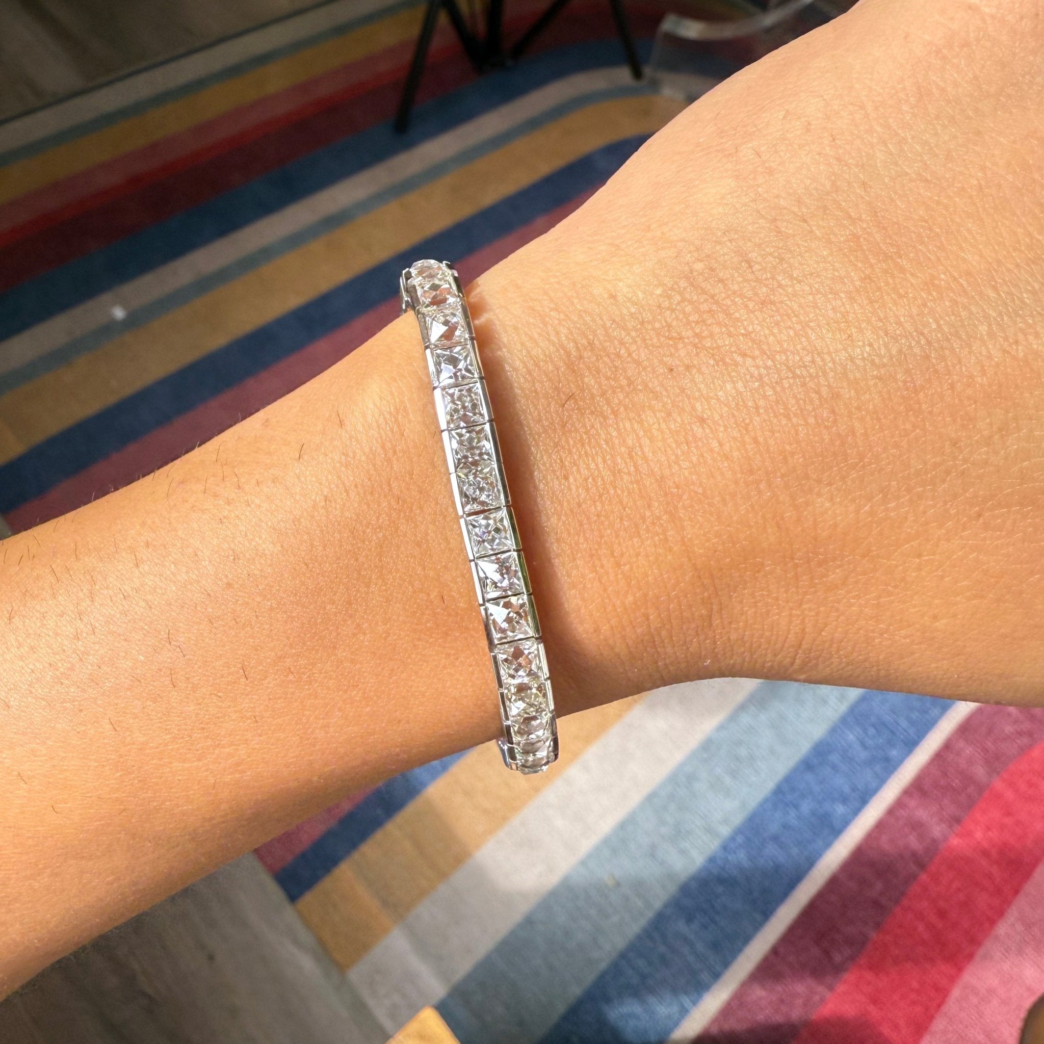 22.19ctw French Cut Diamond Tennis Bracelet