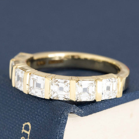 2.21ctw Asscher Cut Diamond Bar Set Band