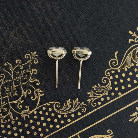 2.21ctw Asscher Cut Diamond Bezel Stud Earrings, GIA