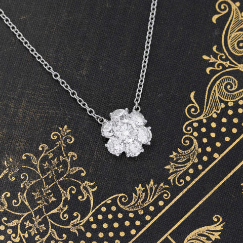 2.21ctw Round Brilliant Cut Diamond Flower Cluster Pendant