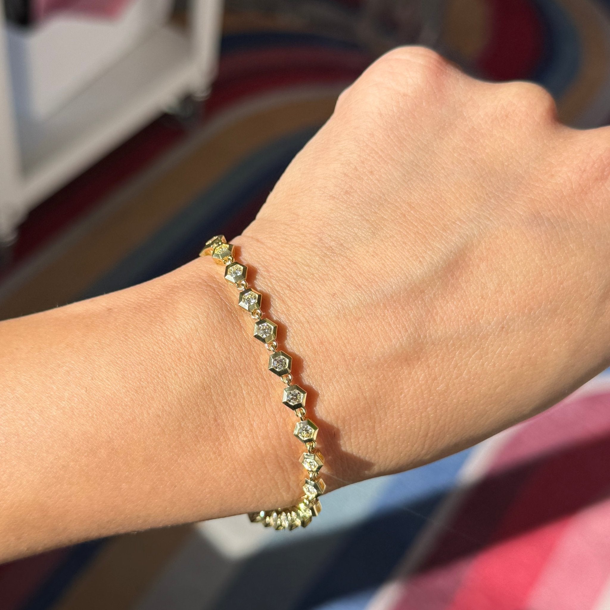 2.23ctw Old European Cut Diamond Hexagonal Tennis Bracelet