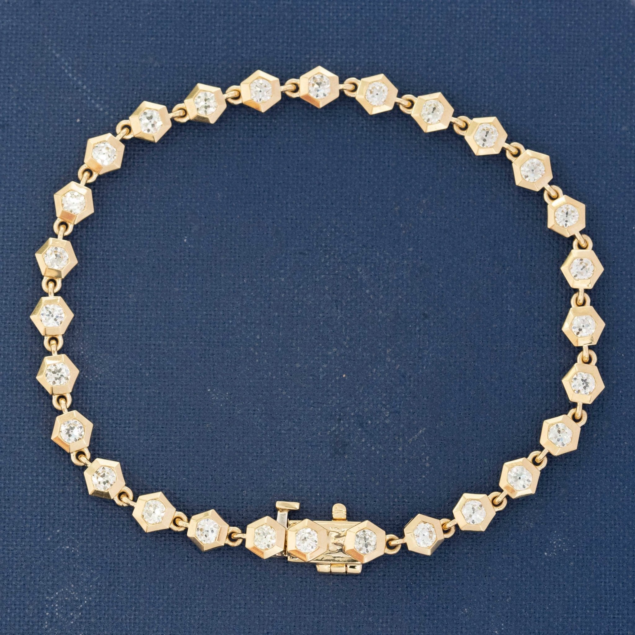 2.23ctw Old European Cut Diamond Hexagonal Tennis Bracelet