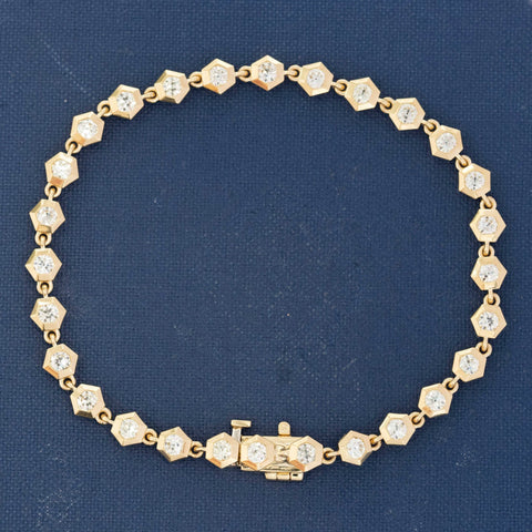 2.23ctw Old European Cut Diamond Hexagonal Tennis Bracelet