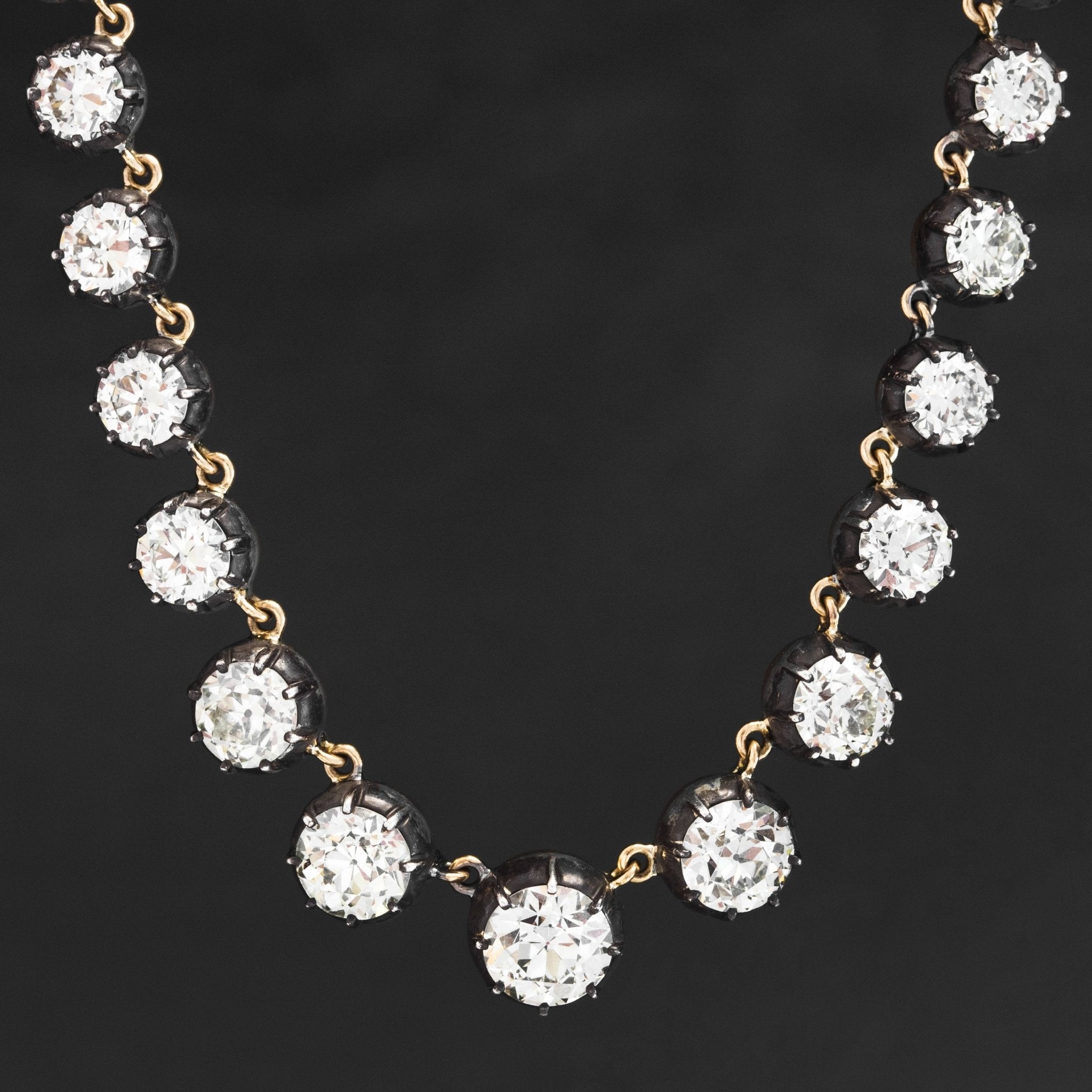 22.48ctw Old European Cut Diamond Riviere Necklace