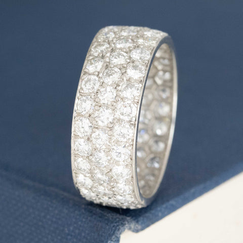 3.00ctw Diamond Pave Triple Row Wide Band