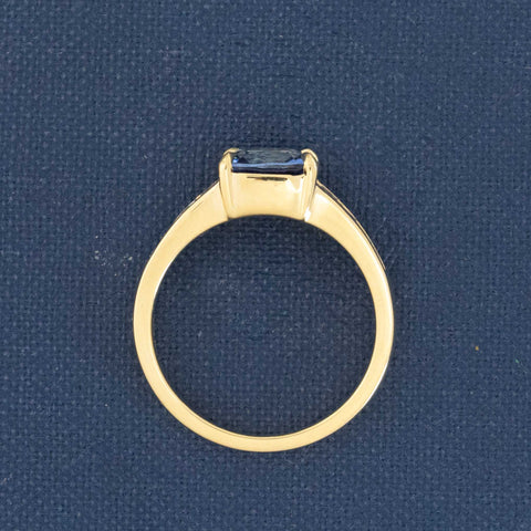 2.26ctw Cushion Sapphire & Tapered Baguette Diamond Ring